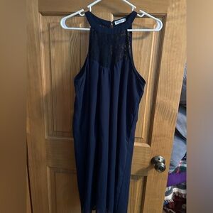 Navy Blue Lace Top Dress